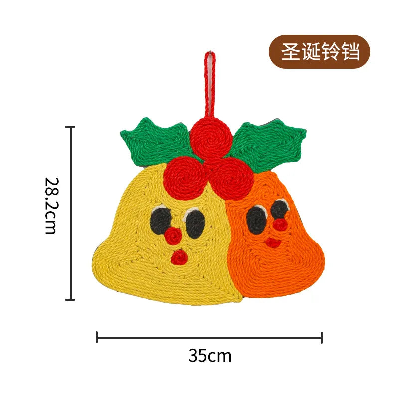 Christmas Bells Sisal Cat Scratch Pad for Indoor Cats