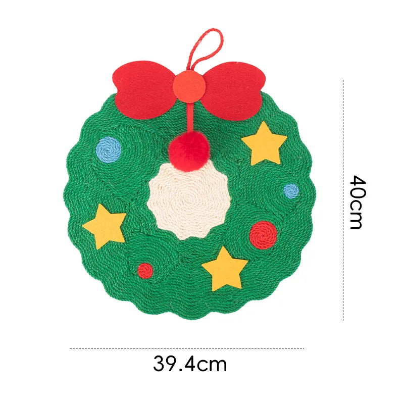 Christmas Wreath Cat Scratcher Mat for Indoor Cats