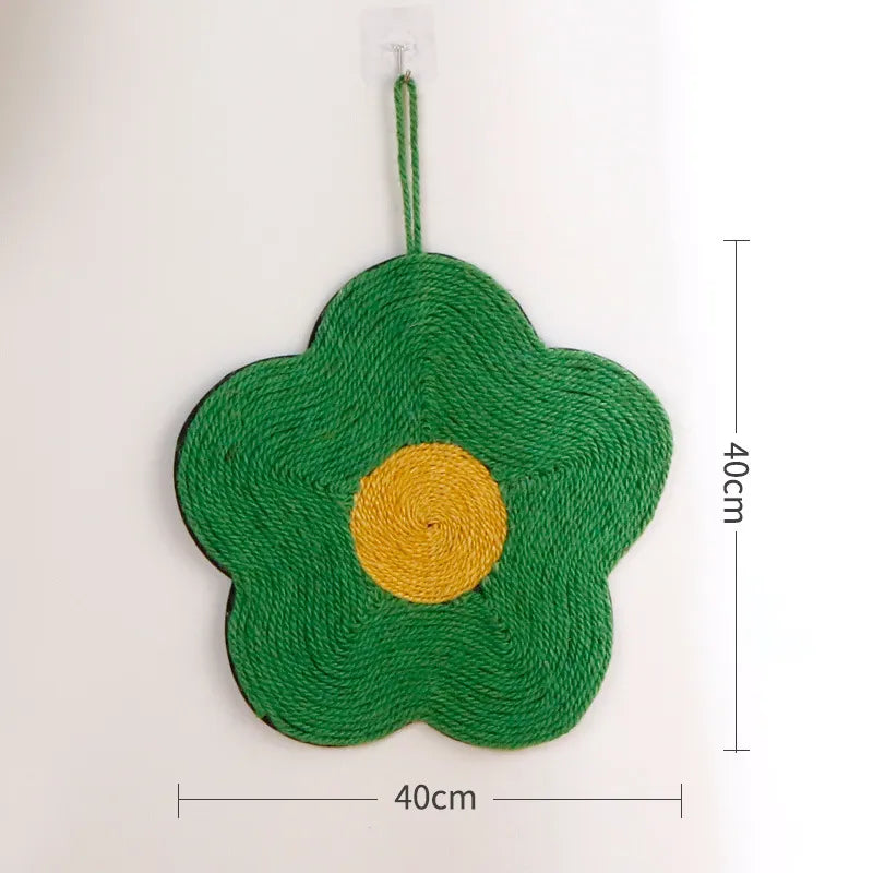 Green Flower Sisal Cat Scratcher Mat for Walls & Floors