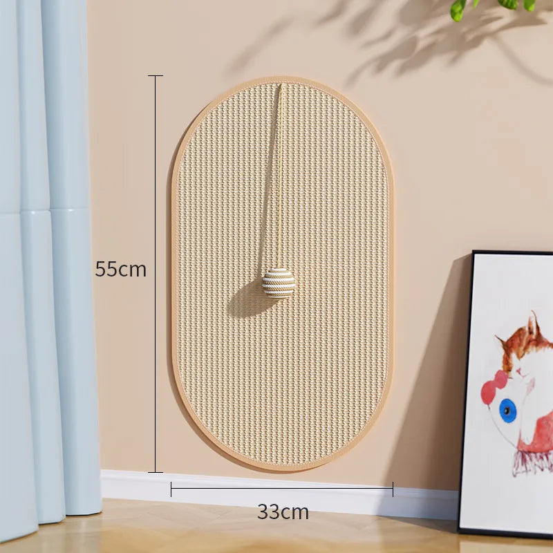Minimalist Oval Sisal Cat Scratcher Mat for Walls & Floors