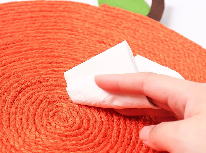 Orange-Shaped Sisal Cat Scratcher Mat for Furniture Protection