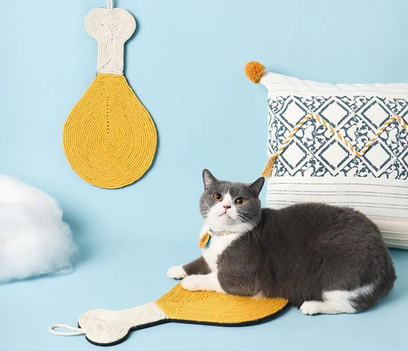 Chicken Drumstick Sisal Cat Scratcher Mat for Wall & Floor Use