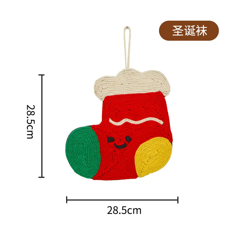Christmas Stocking Cat Scratcher Mat for Furniture Protection