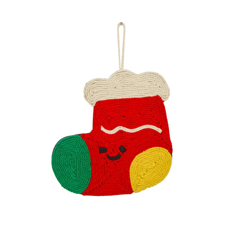 Christmas Stocking Cat Scratcher Mat for Furniture Protection