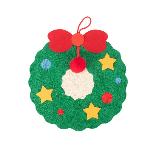 Christmas Wreath Cat Scratcher Mat for Indoor Cats