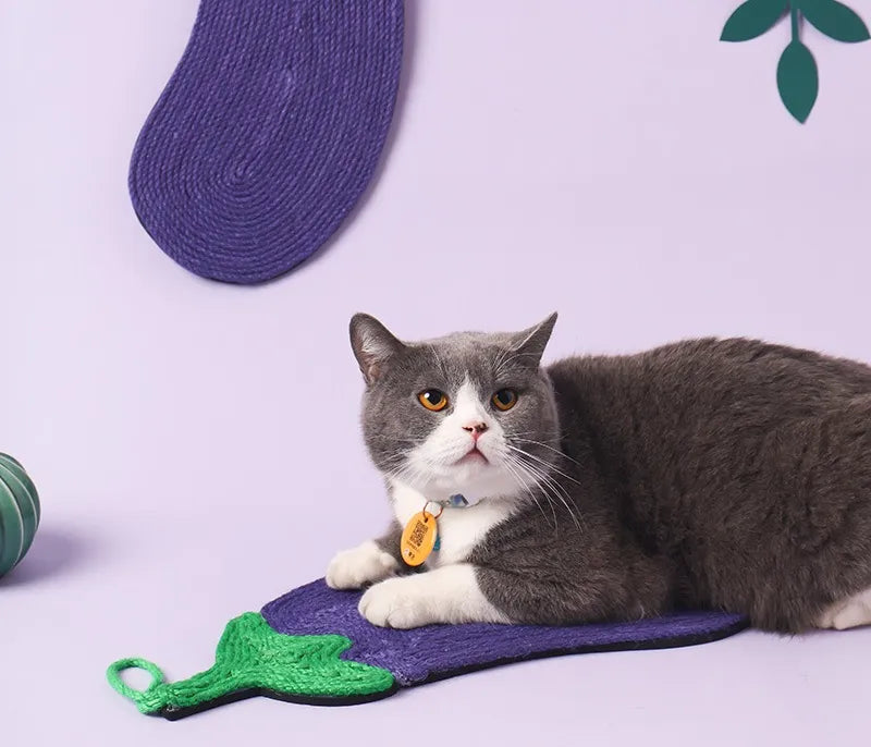 Eggplant Sisal Cat Scratcher Mat for Furniture Protection
