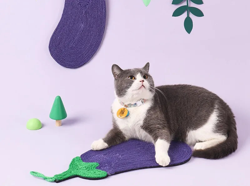 Eggplant Sisal Cat Scratcher Mat for Furniture Protection