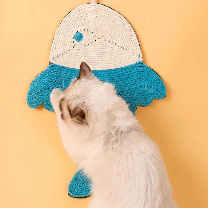 Fish-Shaped Sisal Cat Scratcher Mat for Playful Cats