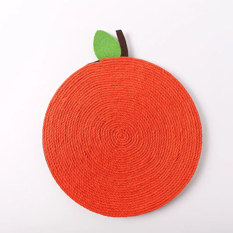 Orange-Shaped Sisal Cat Scratcher Mat for Furniture Protection